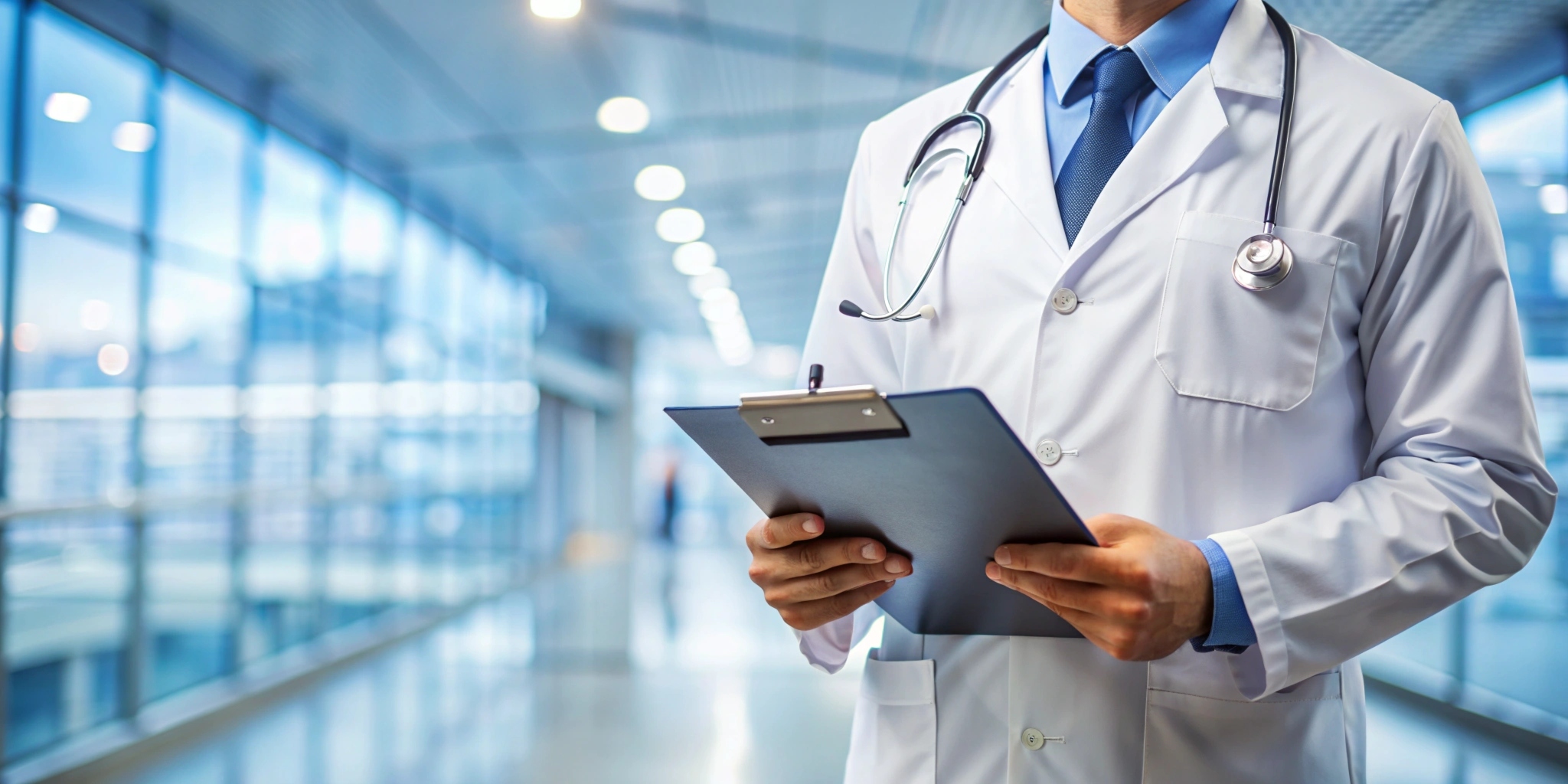 —pngtree—doctor holding clipboard in hospital 15753049